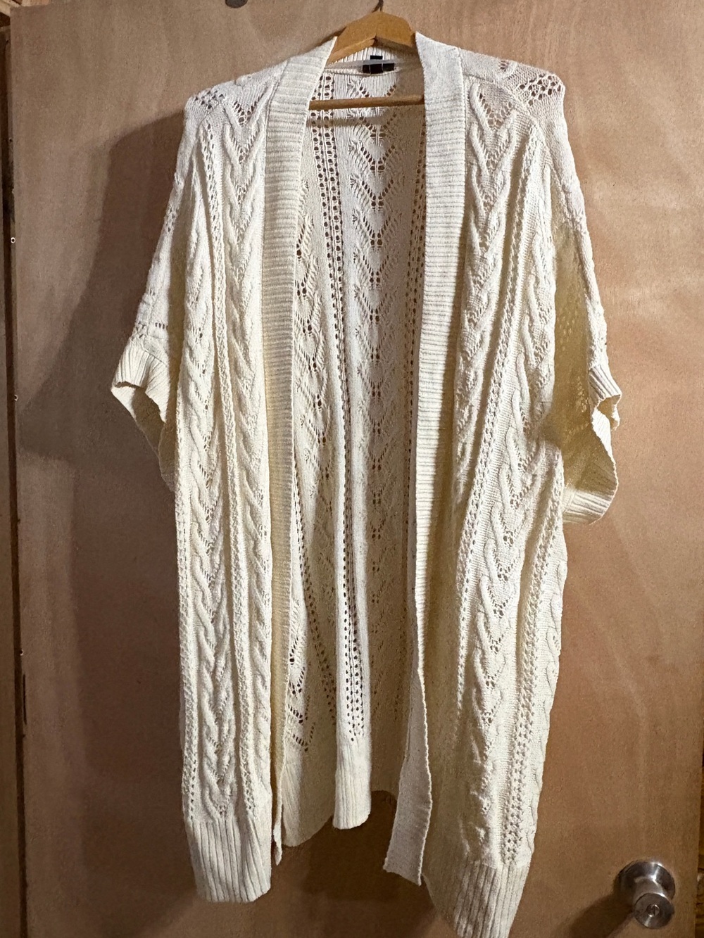 torrid Cream Open-Front Cable Knit Cardigan